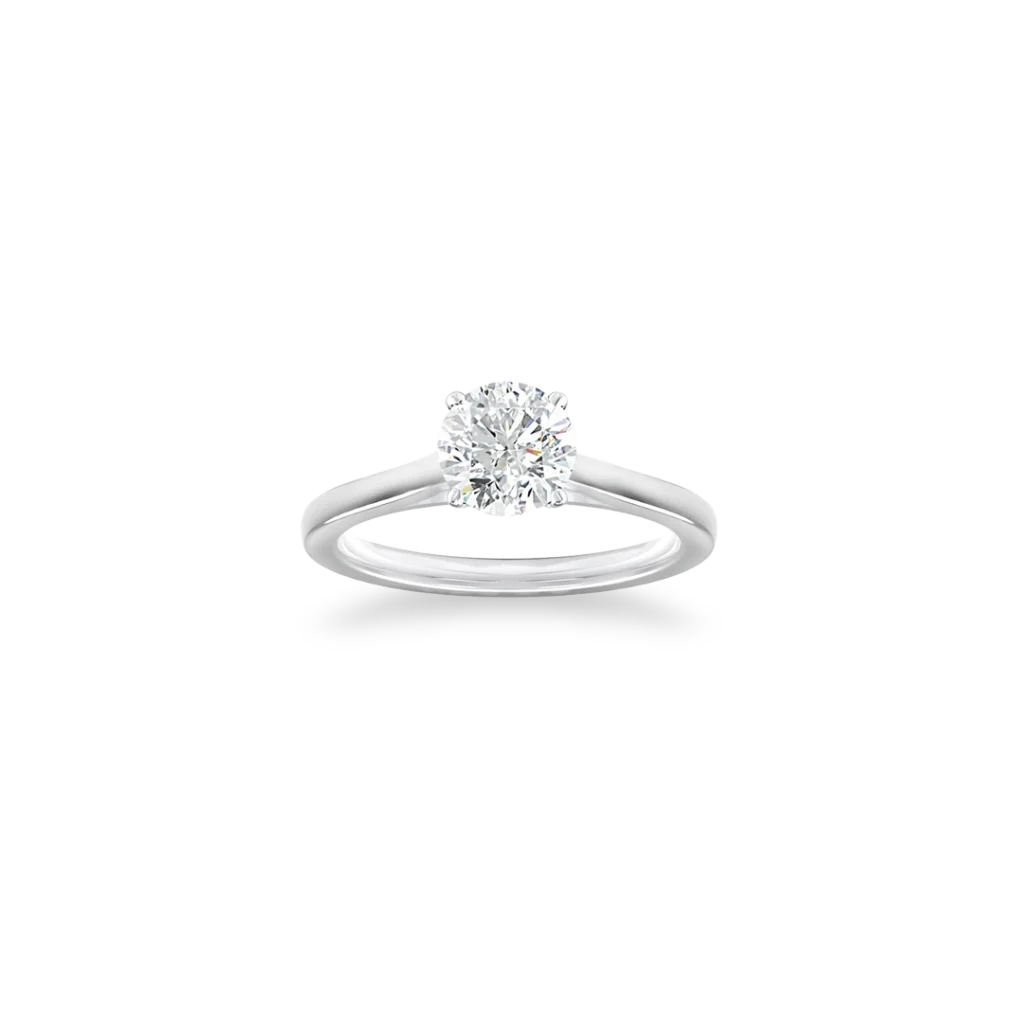 'Classic' Solitaire Ring, Four-Claw with Straight Band