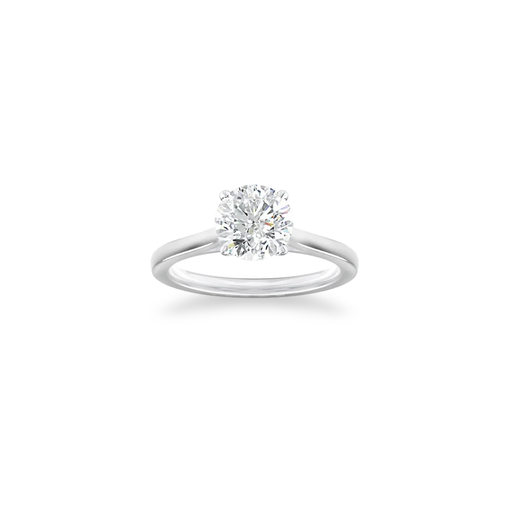 'Classic' Solitaire Ring, Four-Claw with Straight Band