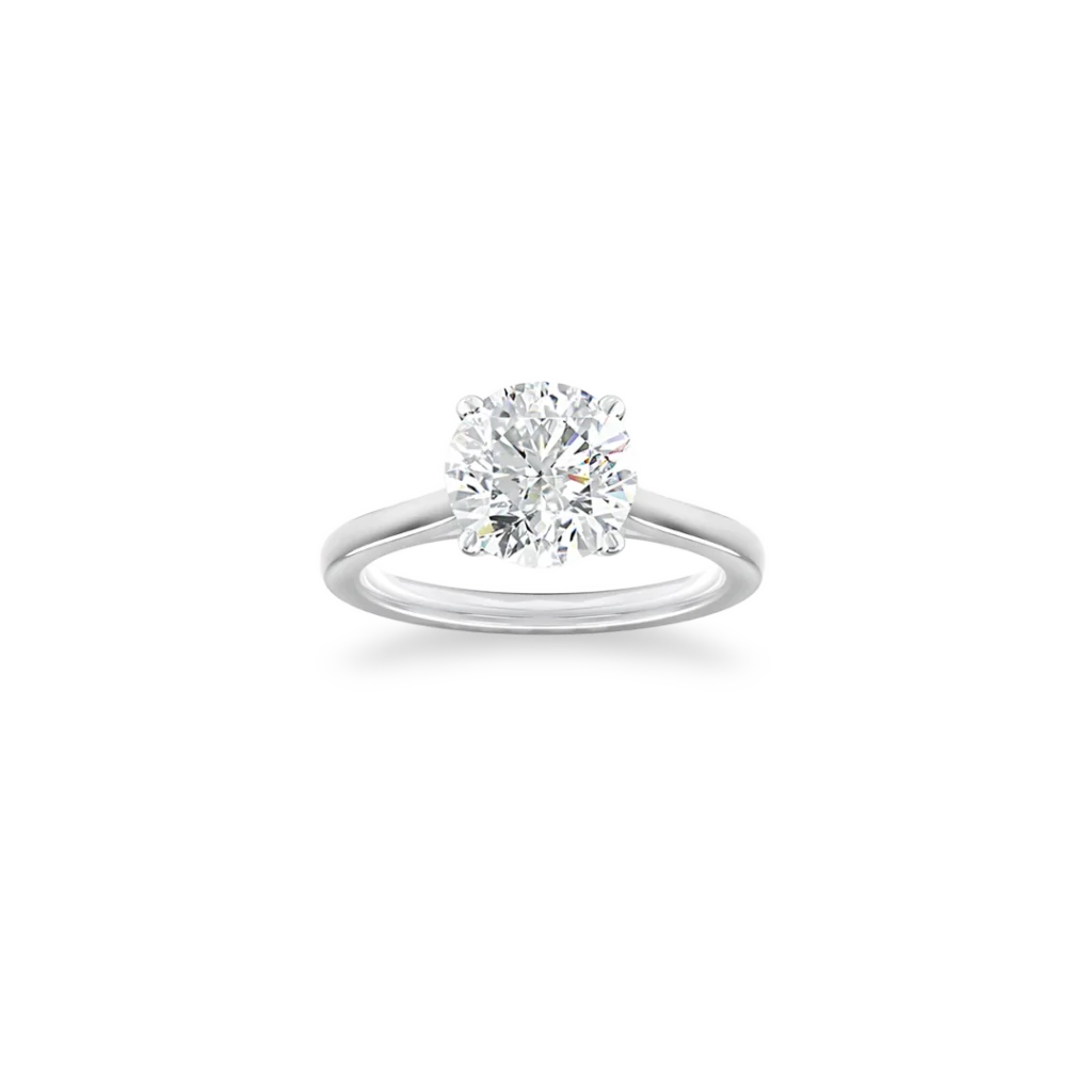 'Classic' Solitaire Ring, Four-Claw with Straight Band