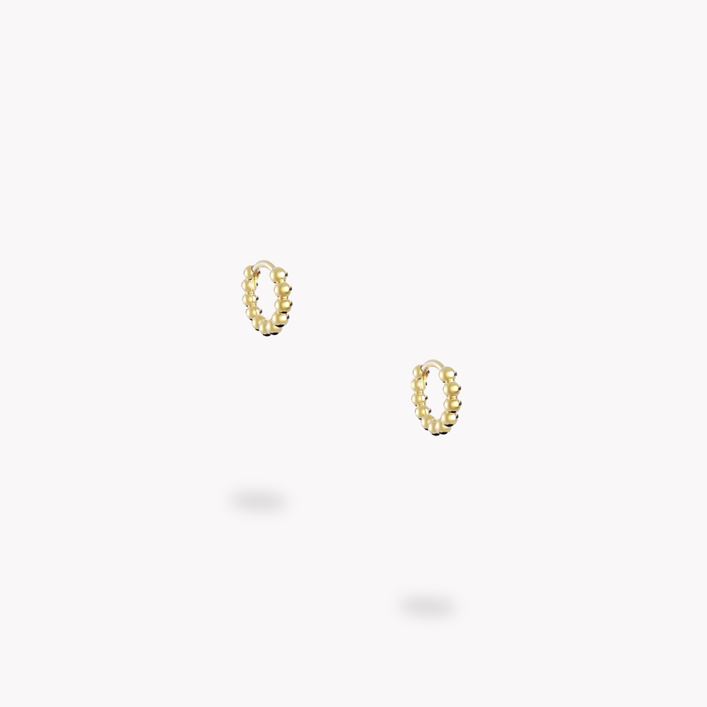 'Bead' Hoop Earrings, Yellow Gold 6 mm