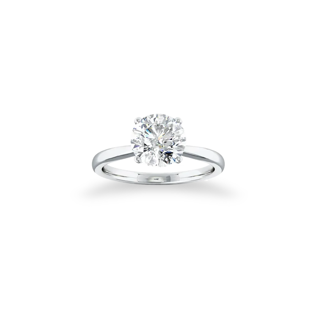 'Signature' Solitaire Ring, Four-Claw with Tapered Band