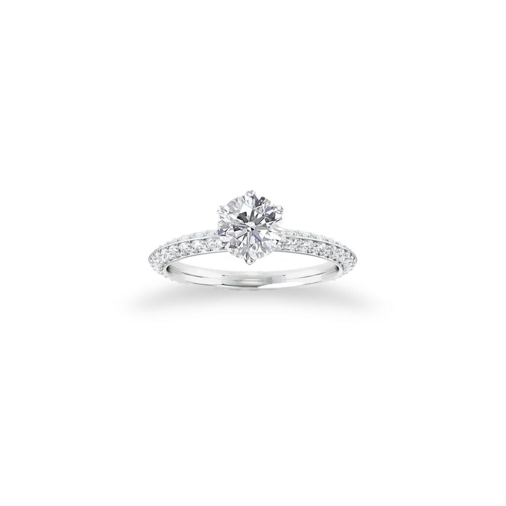 'Icon' Solitaire Ring With Side Diamonds