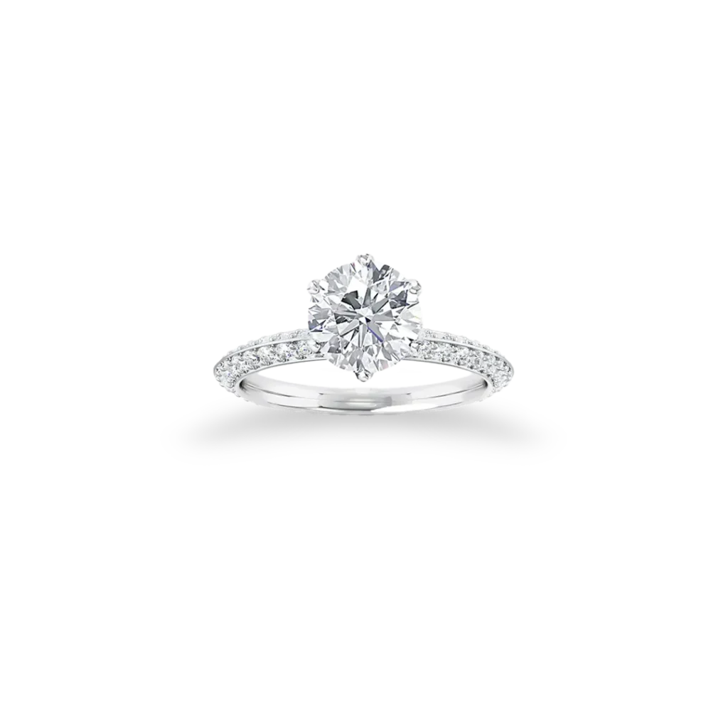 'Icon' Solitaire Ring With Side Diamonds