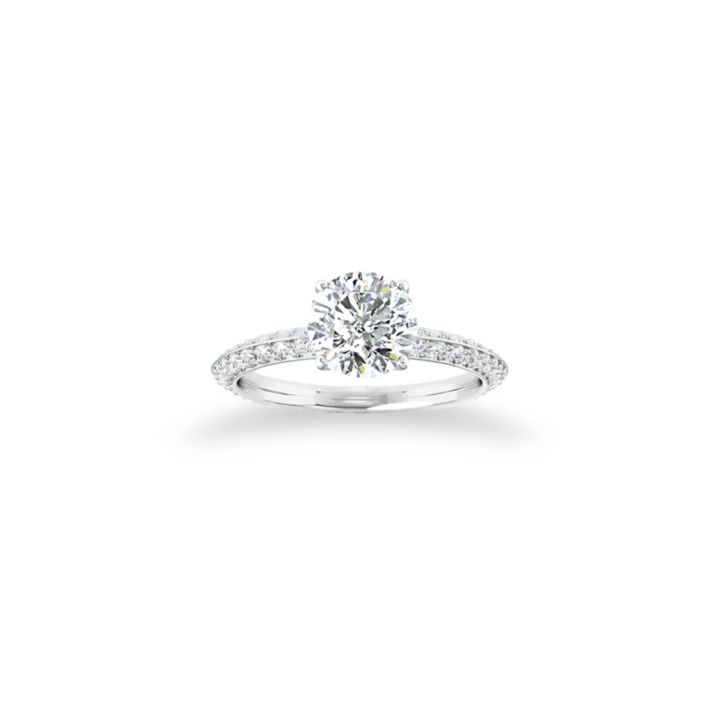 'Modern Icon' Solitaire Ring With Side Diamonds