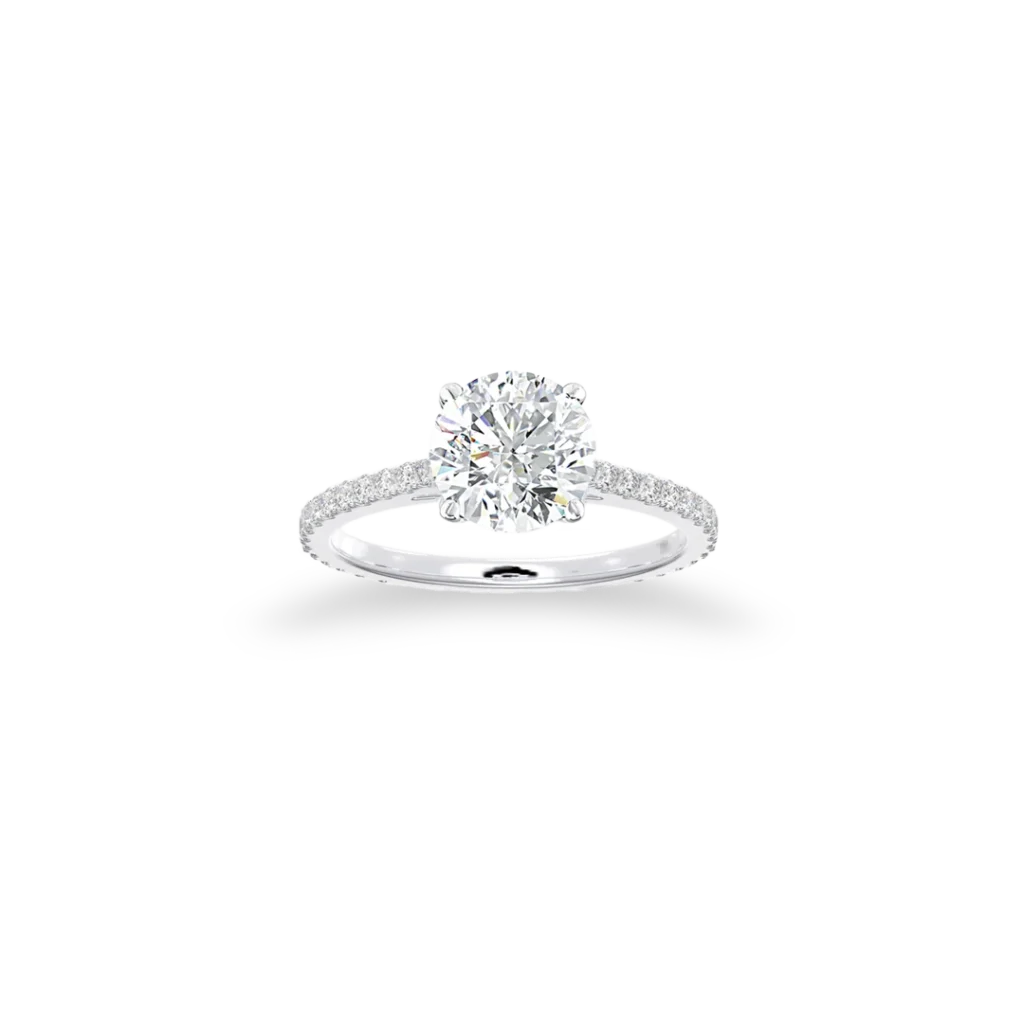 'Classic' Solitaire Ring Set With Side Diamonds