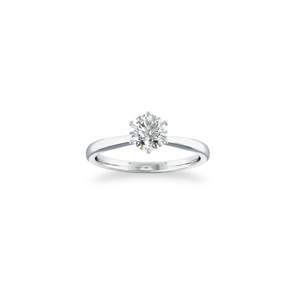 'Signature' Solitaire Ring, Six-Claw with Tapered Band