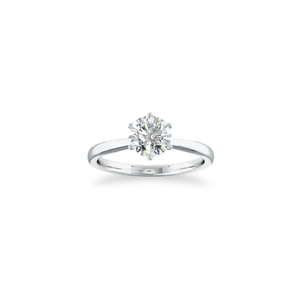 'Signature' Solitaire Ring, Six-Claw with Tapered Band