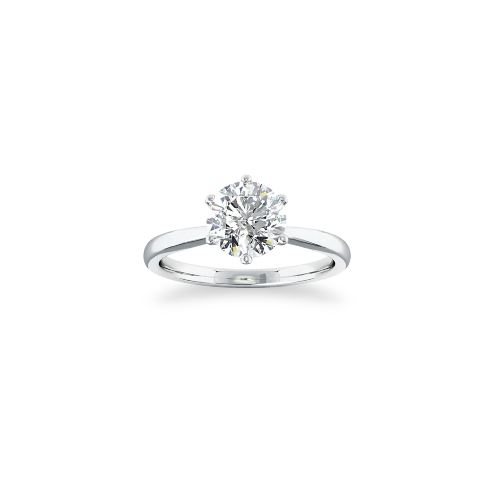 'Signature' Solitaire Ring, Six-Claw with Tapered Band