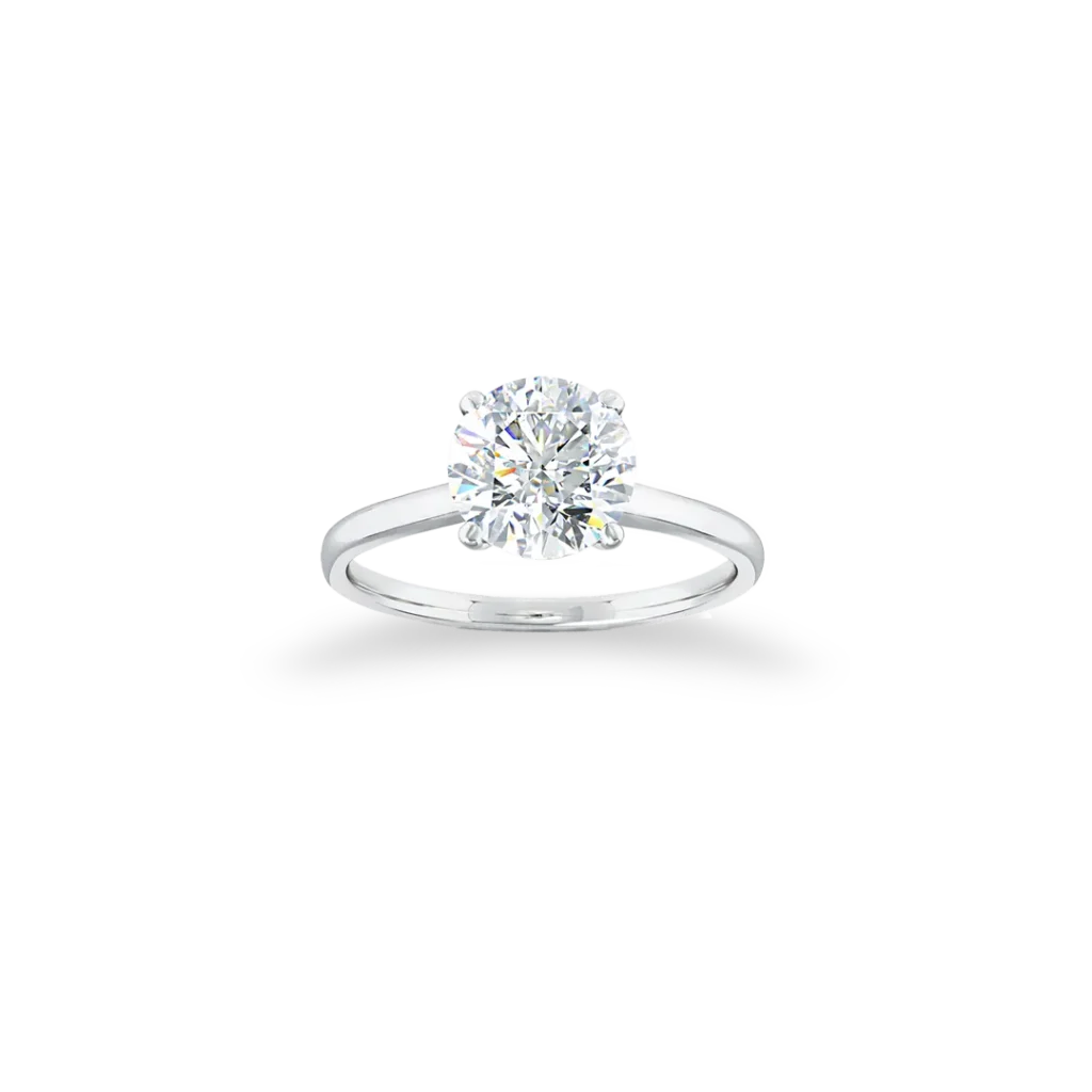 'Signature' Solitaire Ring, Four-Claw with Straight Band