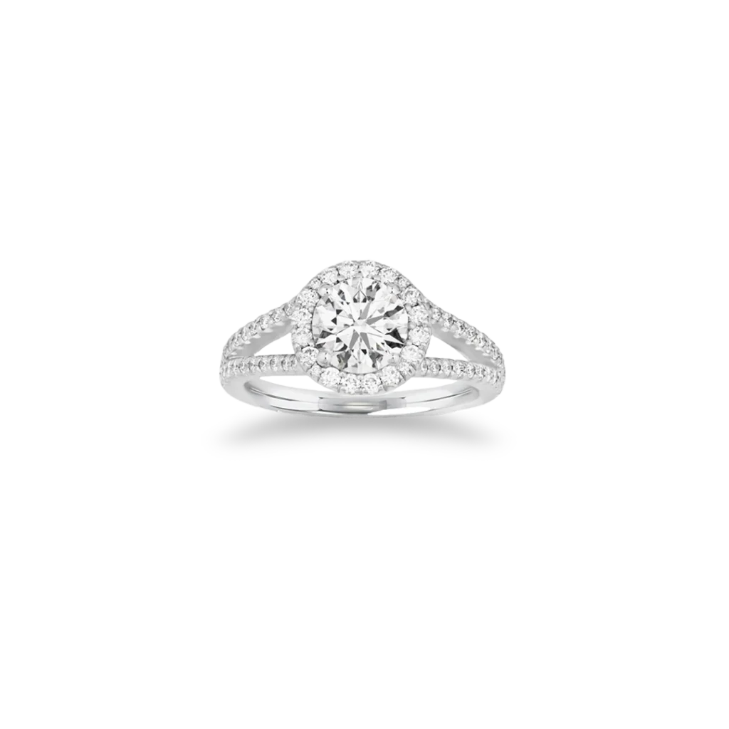 'Pontem' Halo Ring Brilliant Cut Ring With Side Diamonds