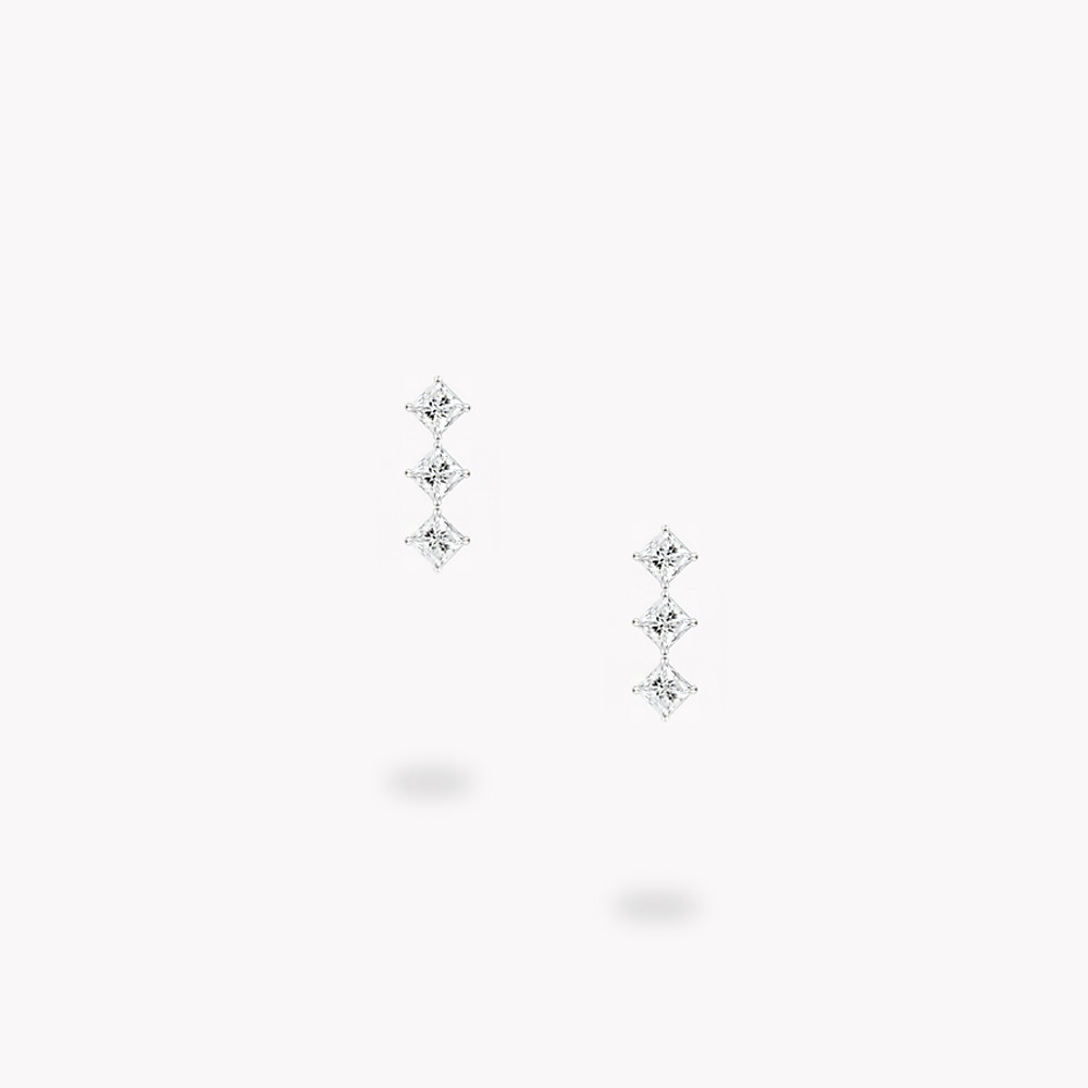 Alternative view of 'Petit' Drop Earrings With Princess Cut Diamonds