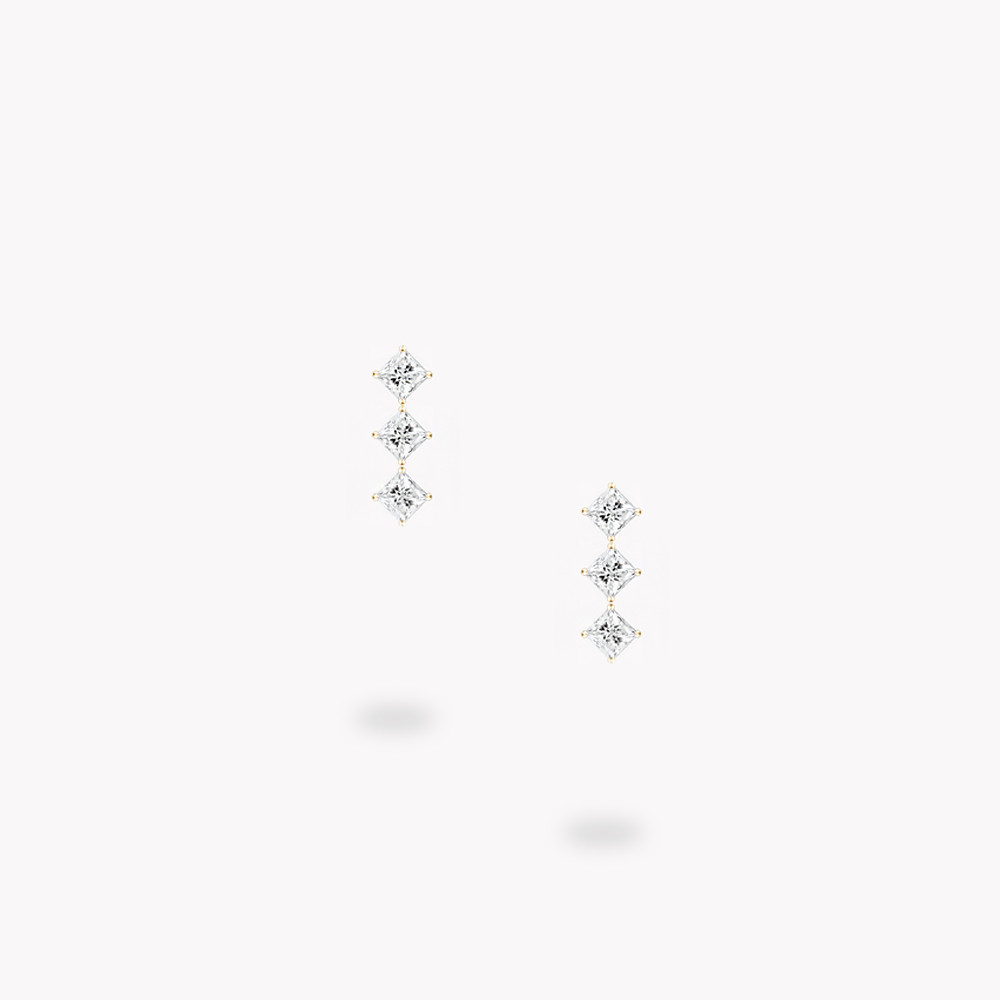 'Petit' Drop Earrings With Princess Cut Diamonds