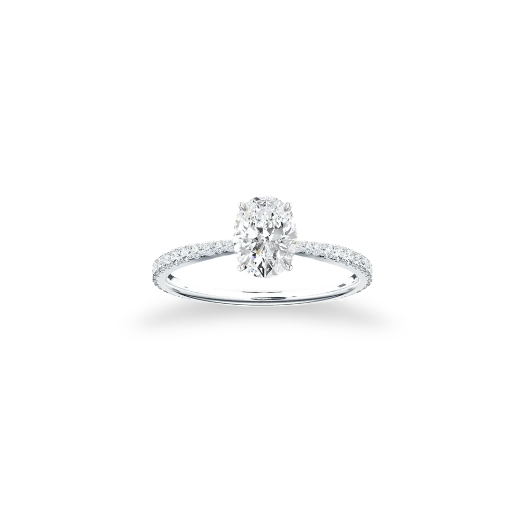 'Signature' Solitaire Oval Cut Ring Set With Side Diamonds