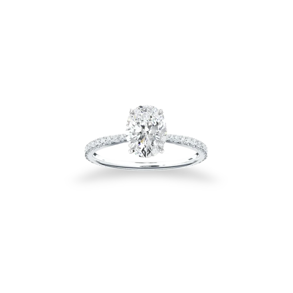 'Signature' Solitaire Oval Cut Ring Set With Side Diamonds