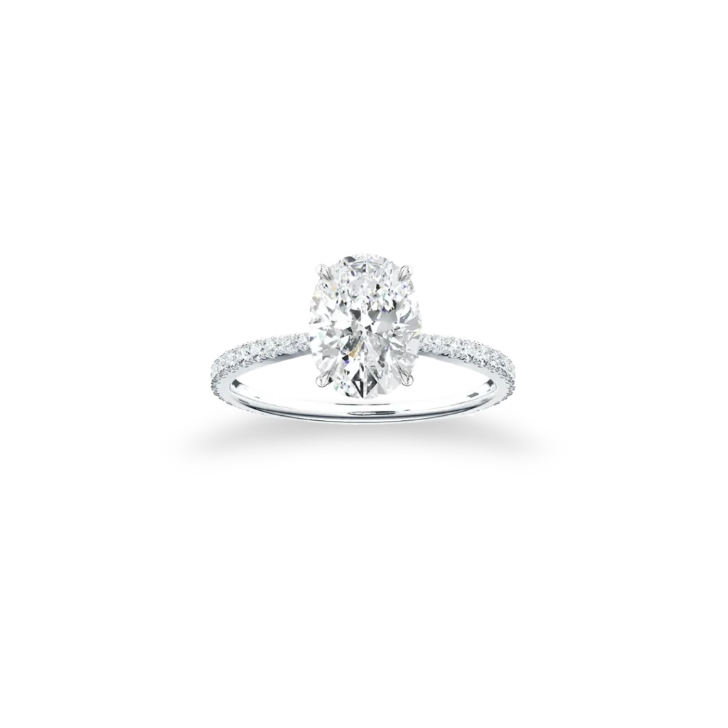 'Signature' Solitaire Oval Cut Ring Set With Side Diamonds