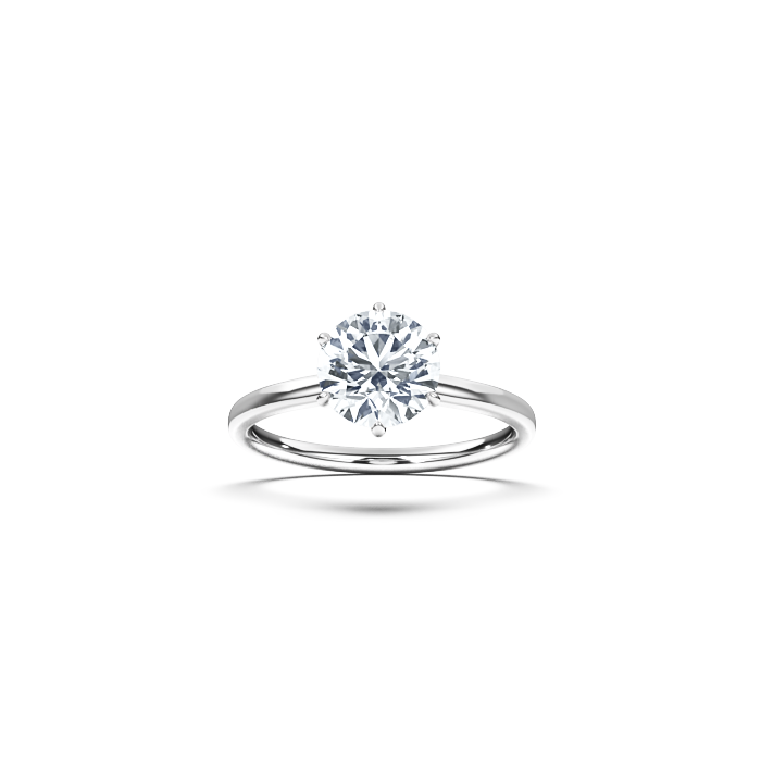 'Signature' Solitaire Ring, Six-Claw with Straight Band