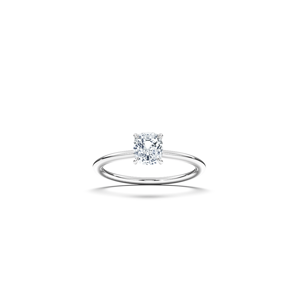 'Elegance' Solitaire Cushion Cut Ring