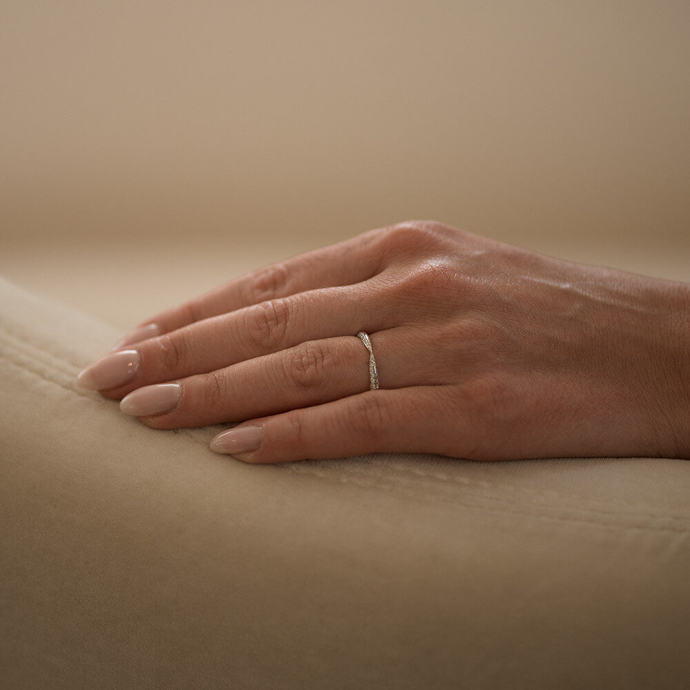 Modern icon diamond wedding ring