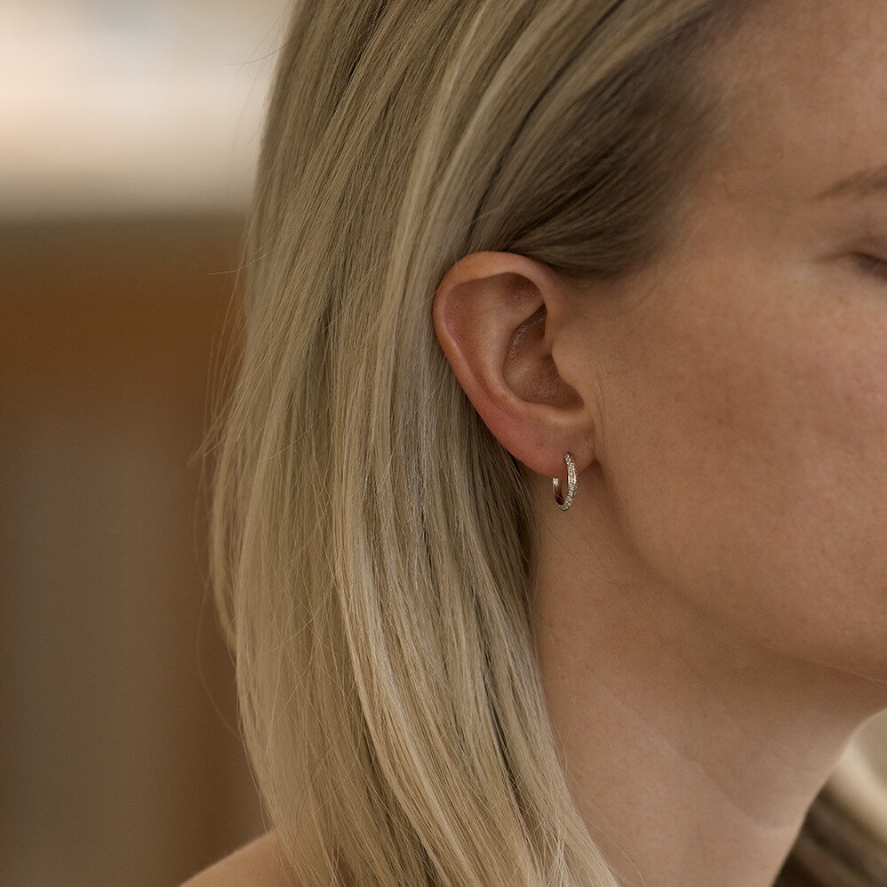 Alternative view of 'Icon' Diamond Hoops, White Gold, Small